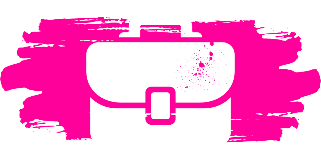 White resume icon over a pink paintbrush stroke, representing Leigh-Alexandra Jacob's professional visual effects resume.